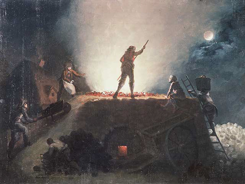 Painting of lime kiln working