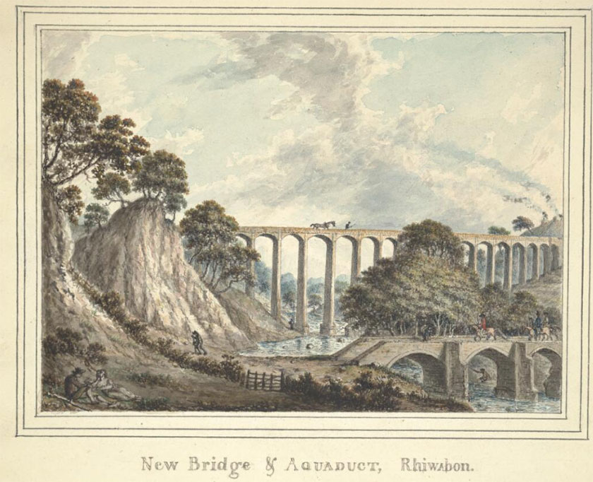 Painting of aqueduct with limekilns to one side