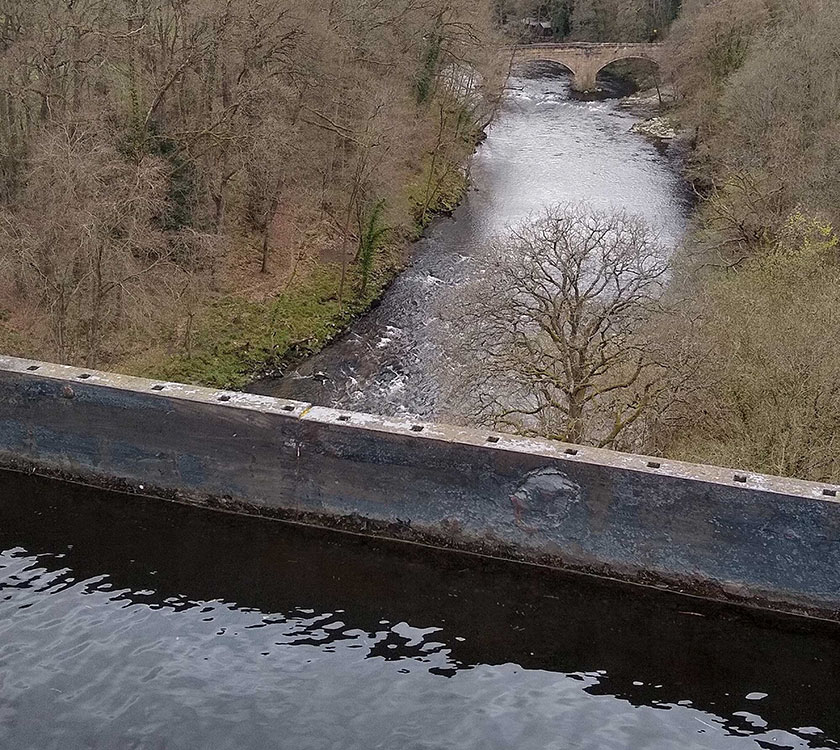 Holes for railings on canal side