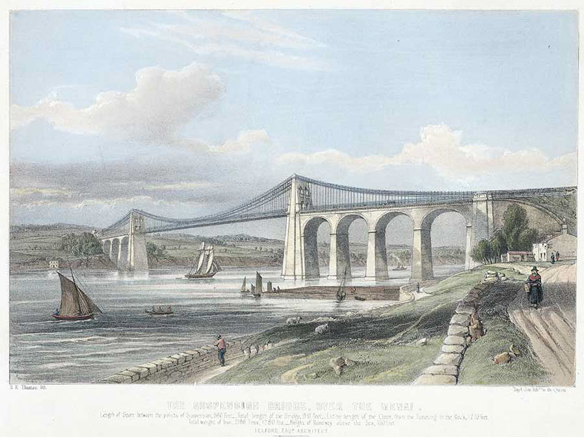 Etching of Menai Bridge