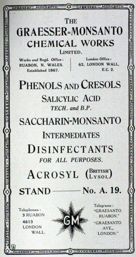 Hysbyseb ar gyfer gwaith Cemegion Graesser Advert for Graesser Chemical works