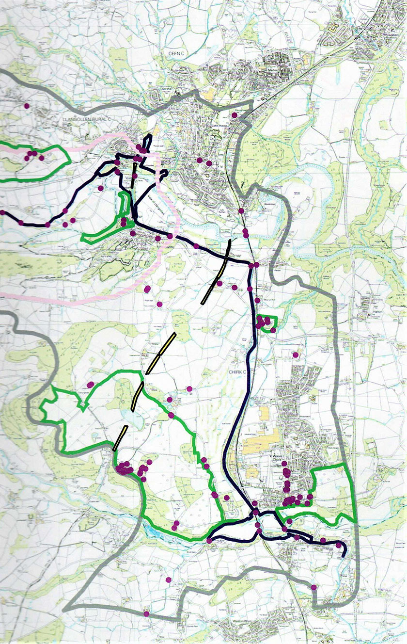 Map modern o safleoedd hanesyddol Modern map of historical sites