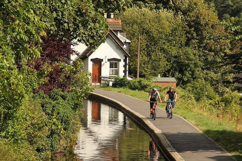 Cycling on towpath