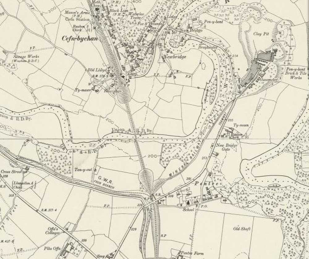 OS Map 1888-1913 Canal Penybont Works