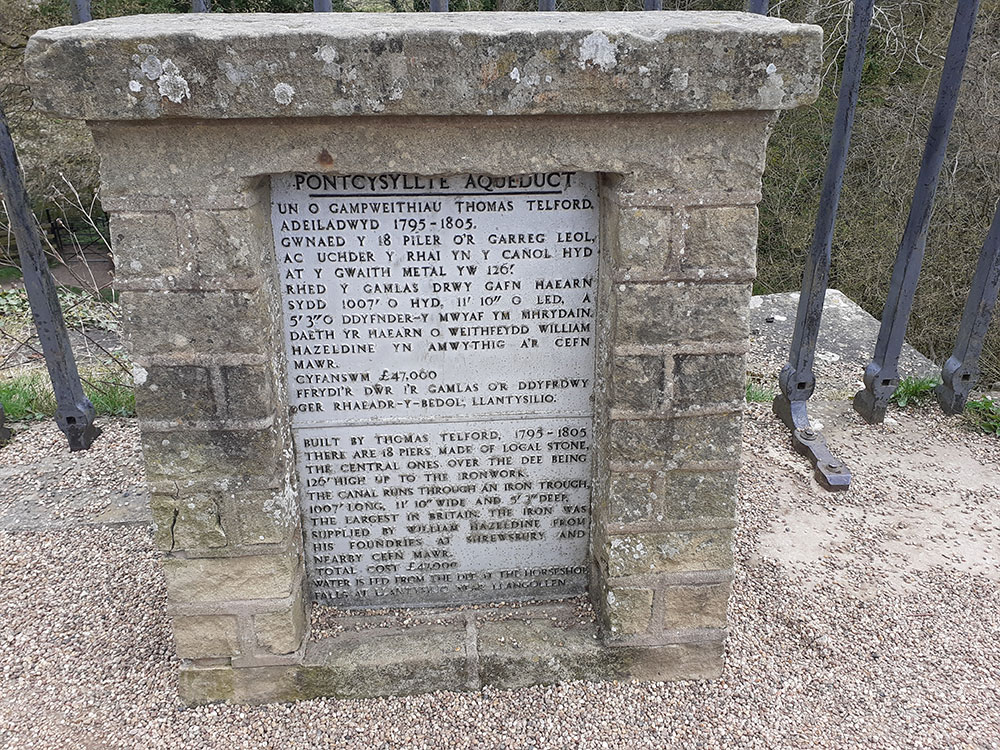 Plaque with statistics Pontcysyllte Aqueduct