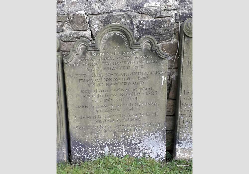 Stone mason gravestone in Zion chapel grounds